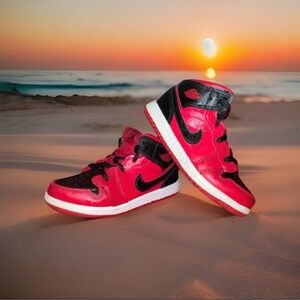 Nike Kids Red and Black High-Top Sneakers